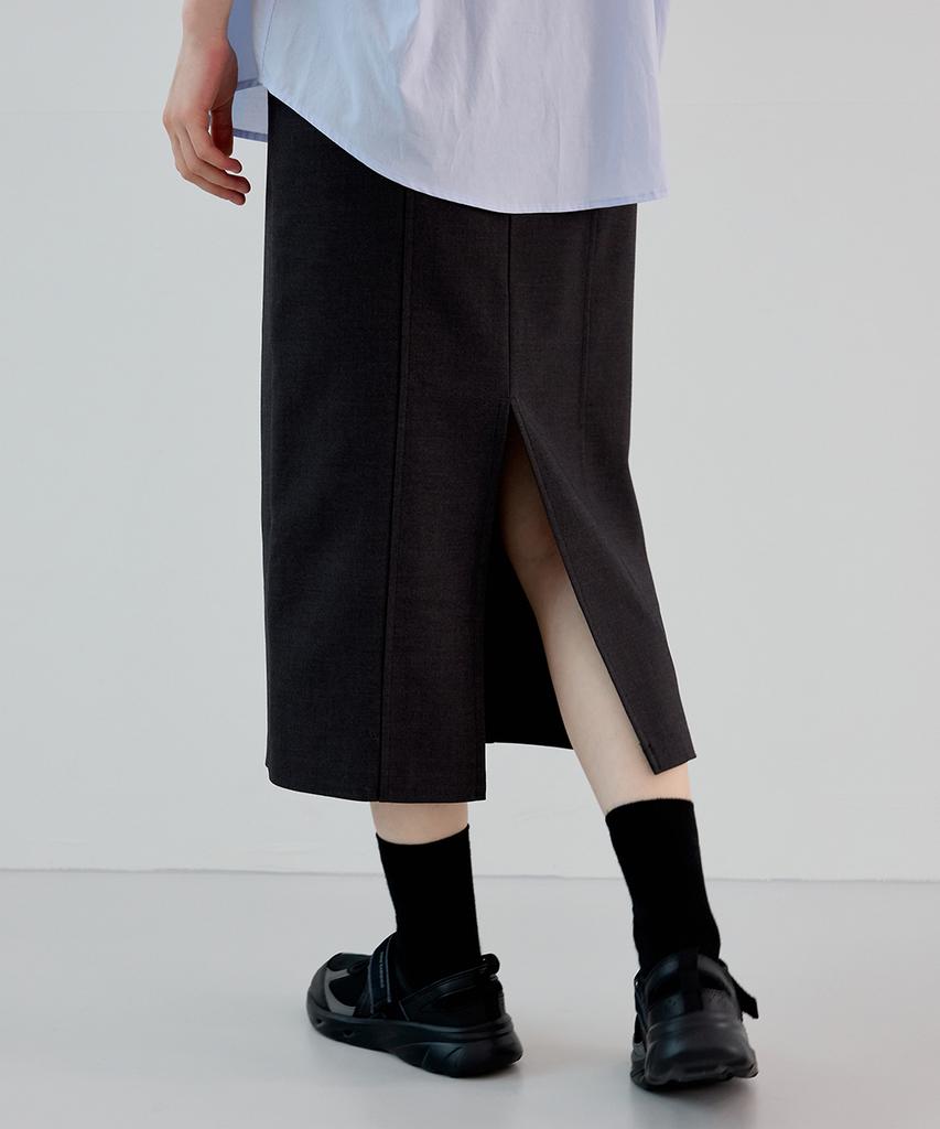 Noing Wool Long Skirt (Charcoal)