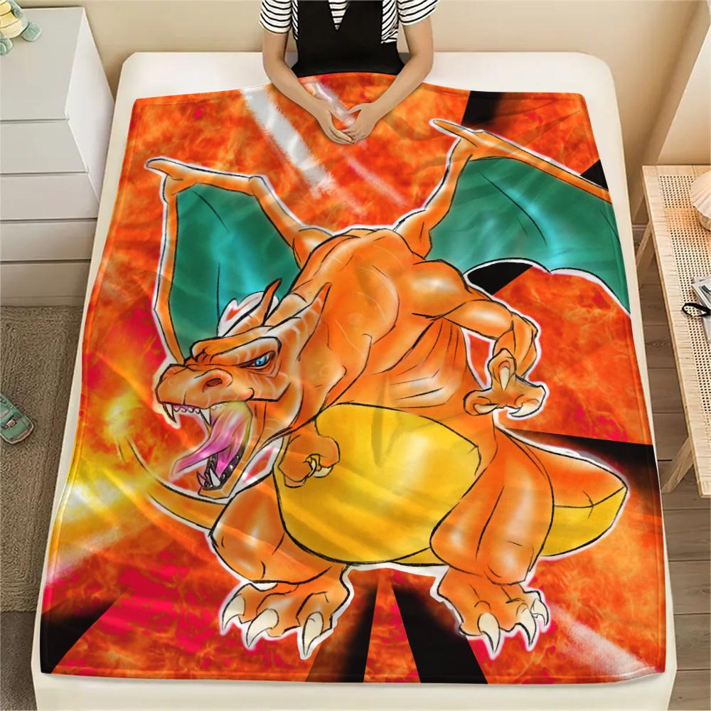 Cute Charizard  Print Flannel Blanket, High quality Comfortable for All Seasons, Home Decor, Warmth and Comfort