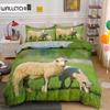 Sheep Duvet Cover King Queen Size Lovely Farm Animals Bedding Set for Kids Teens Adults White Goat 2/3pcs Quilt Cover Pillowcase