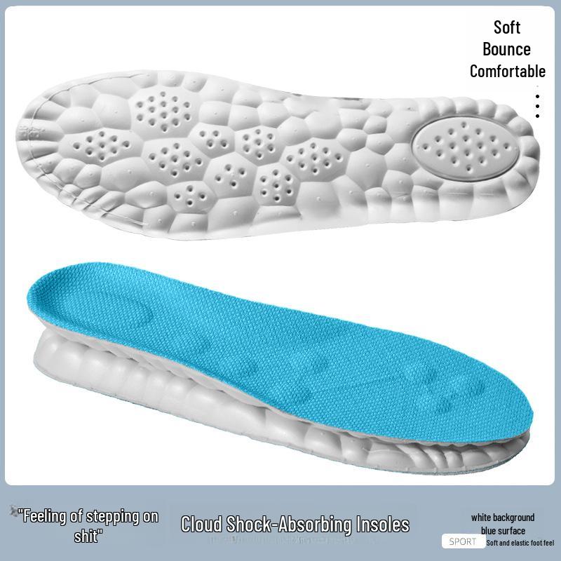 4D Cloud Sports Insoles: Shock-Absorbing, Deodorizing, Breathable, Sweat-Absorbing, Soft, Pain-Relief, High-Elastic Military Training Insoles.