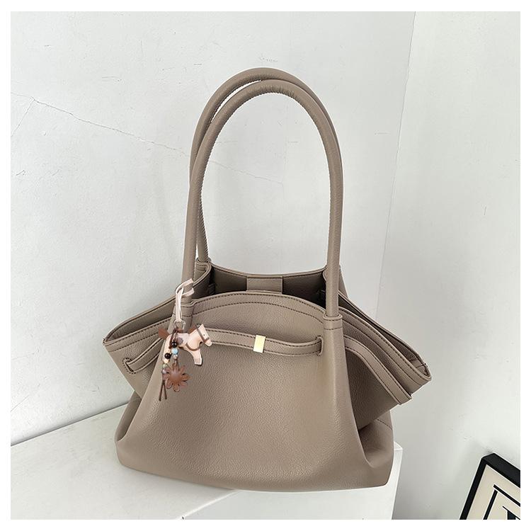 Luxury Lychee Pattern Underarm Shoulder Bags PU Leather Solid Color Women's Handbags Large Capacity Tote Bag Travel