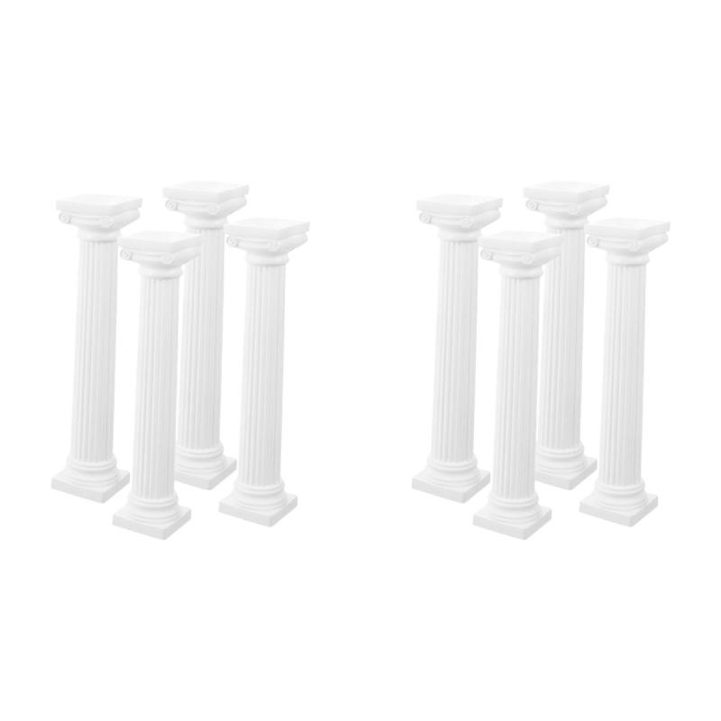 8 Stück Elegante Römische Säulenstatuen Leichter Kunststoff Klassische Dekorationssäulen Geeignet für Hochzeits-Tischdekorationen