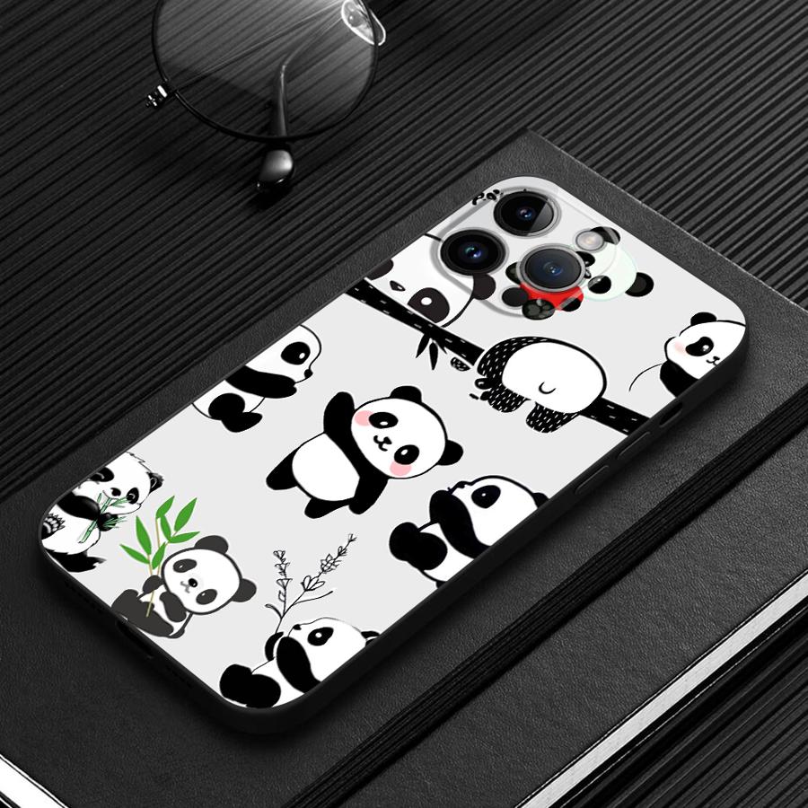 Phone Case for Apple iPhone 17 Pro Max 14 12 15 Pro 7 8 11 17e XR XS MAX 13 Air 16 Funda Phone Cover Cartoon Cute Panda