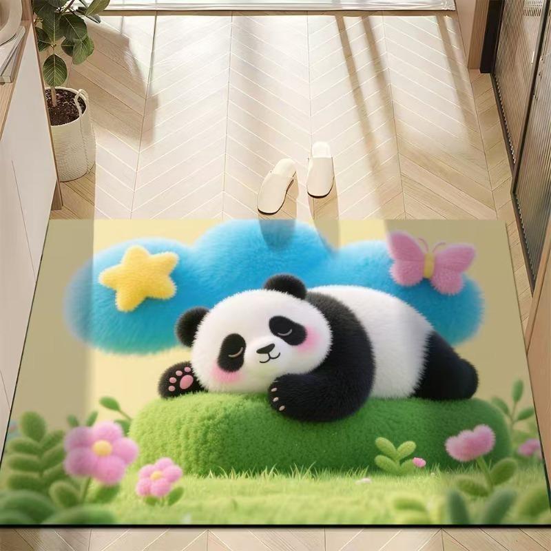 Cute Panda Diatomite Bath Mat - Super Absorbent Fast Dry Door Mat Anti-Slip Waterproof Floor Mat for Bathroom Kitchen Laundry Room