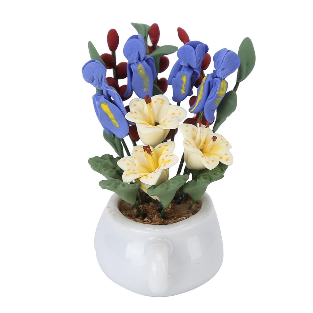 1:12 Scale Lily Flowers Miniature Doll House Potted Plants Simulation Decoration