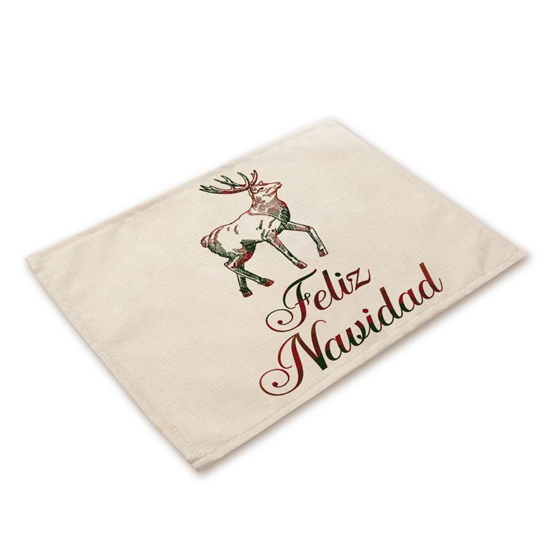 Western Style Stain-Proof Linen Placemat - Heat-Insulating and Decorative Christmas Table Mat