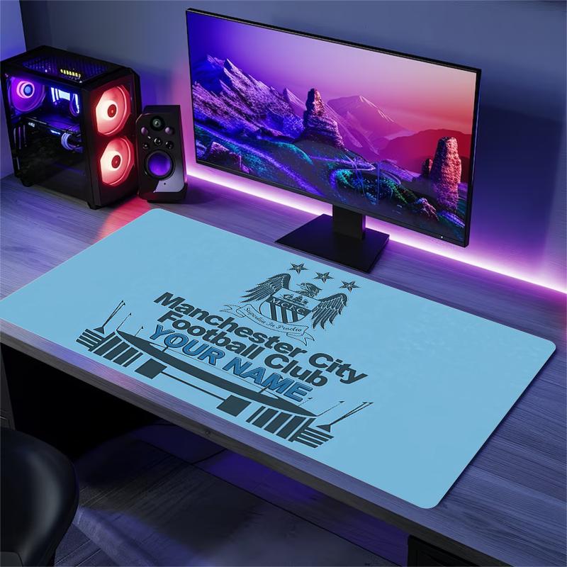 Custom Name,Manchester City Mouse Pad, Large Gaming Desk Mat, Non-slip XXL Mousepad for Laptop & Tablet, Mini PC Playmat with Stitched Edges