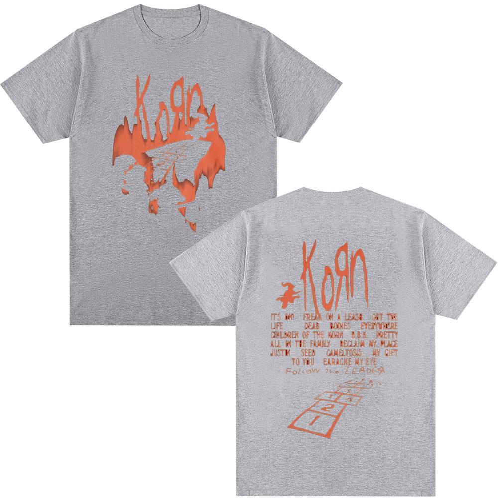 Korn Follow The Leader Album T Shirt Metal Gothic Rock Band T Shirts Men's Clothing Fashion Vintage Oversized T-shirt Streetwear