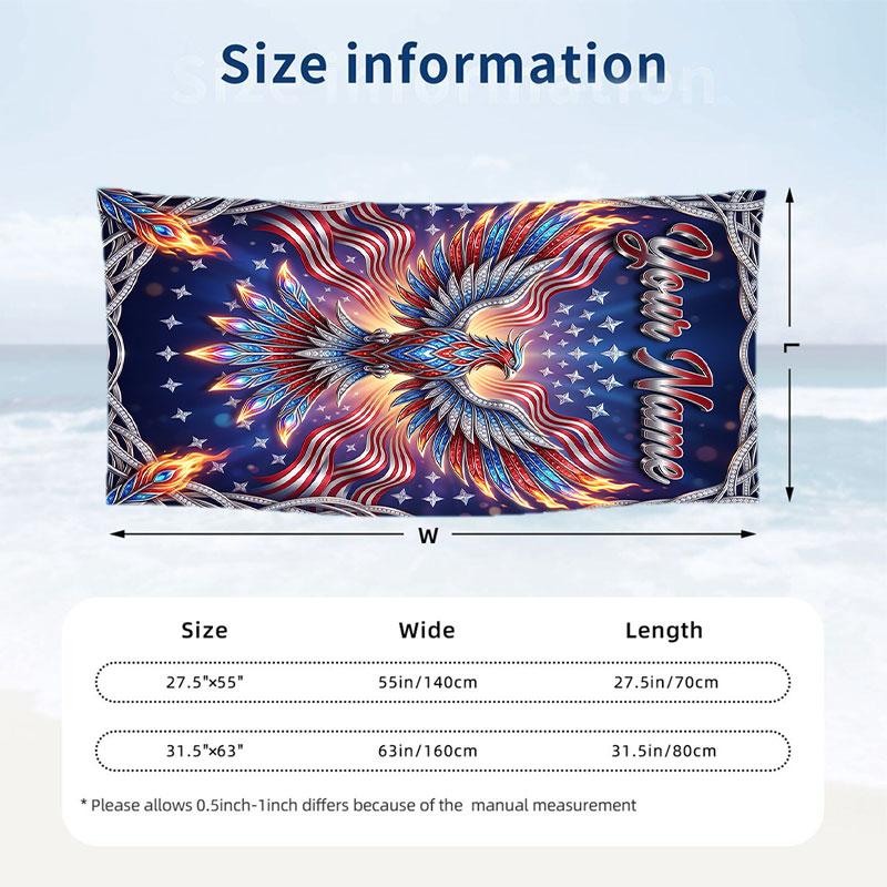 Dragon Phoenix Theme Beach Towel Personalized Custom Name & Text Soft Quick Dry Beach Towel for Swimming Travel