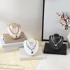 Necklace Display Bust Stand, Leather Covered Jewelry Display Stand with Angled Form and Square Base for Counter Showcase