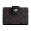 New SignatureCanvas High Quality Leather Wallet Medium Size Women's Walnut Wood With Black Accents CW786-IMXAQ