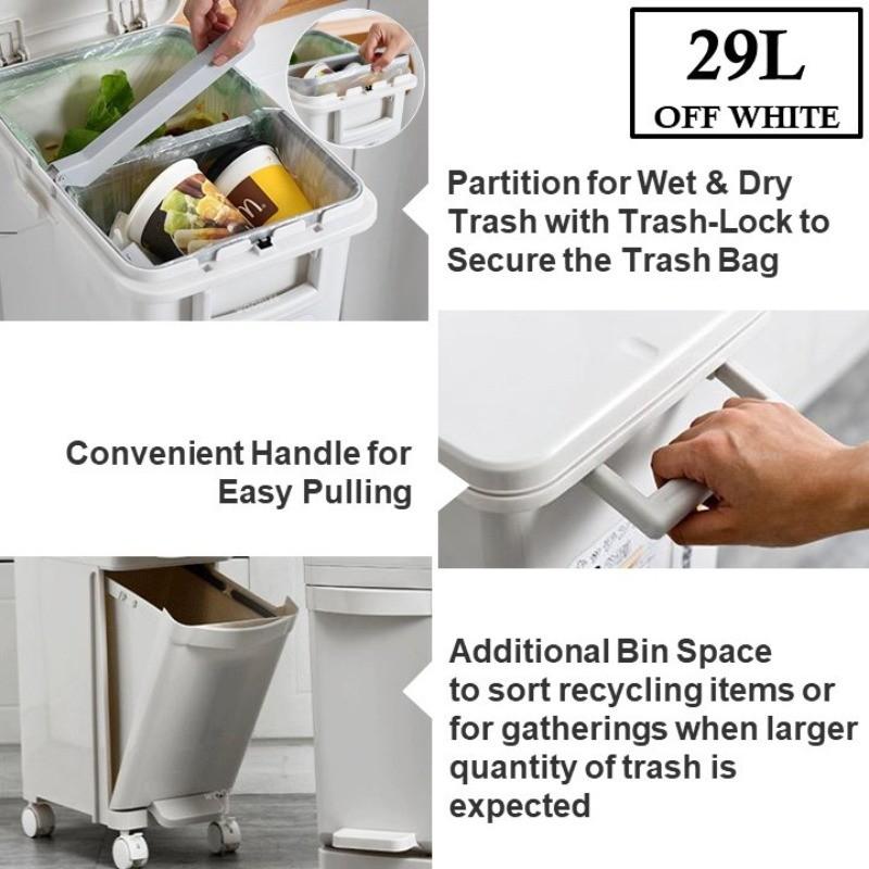 Household 2 Tier Sorting Bin 360° Rotating Wheel Kitchen Rubbish Recycle Wheel Kitchen Rubbish Recycle Dustbin Large Capacity Practical Garbage Trash