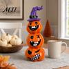 Cute Witch Hat Pumpkin Halloween Statue, Resin Spooky Face Figurine for Miniature Figures Indoor Tabletop, Tiered Tray, Party, Home Decor Holiday