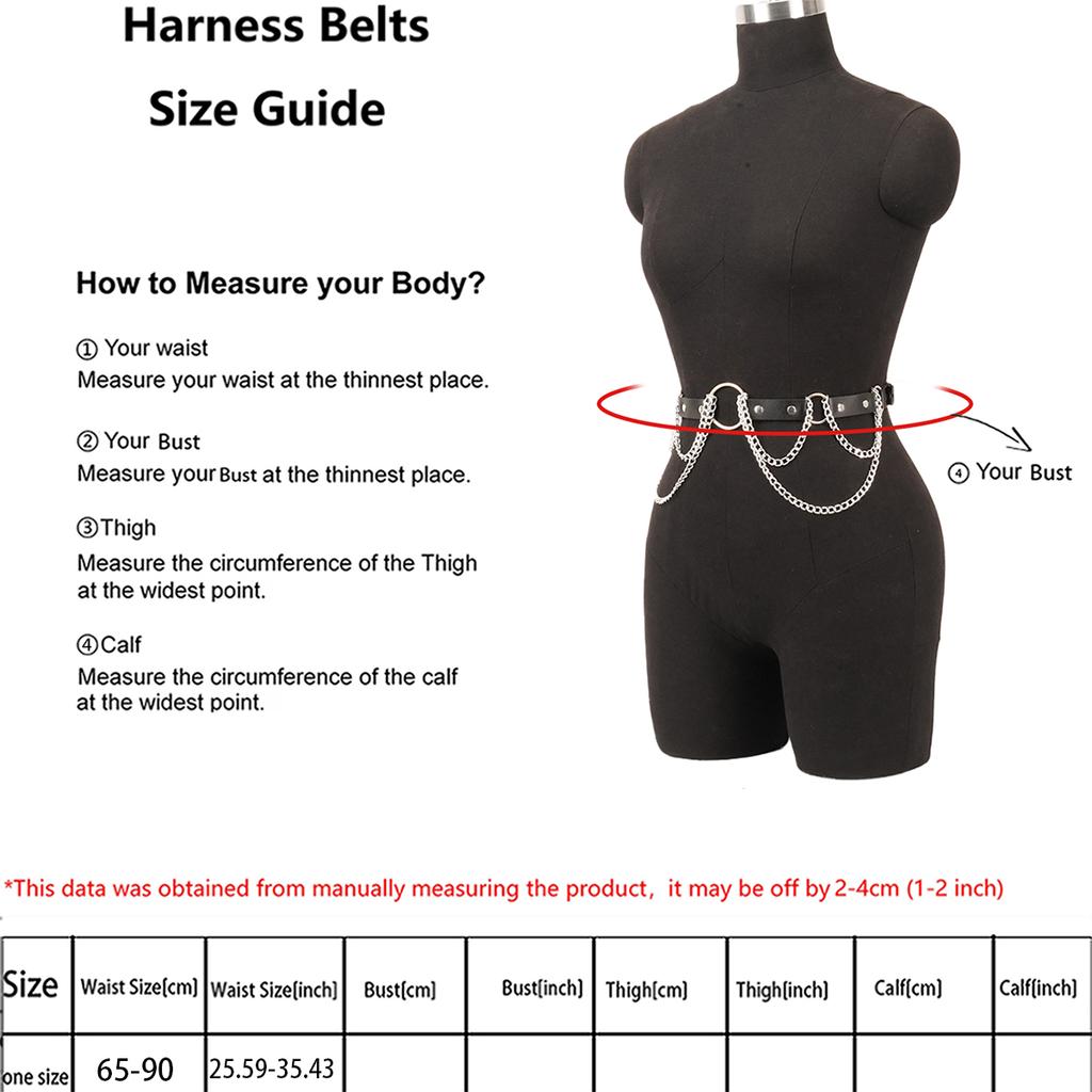Women Fashion Leather Waist Belt Harajuku Harness Belt Decorative Belly Chain BeltWaistband Gothic Clothing Accessorie