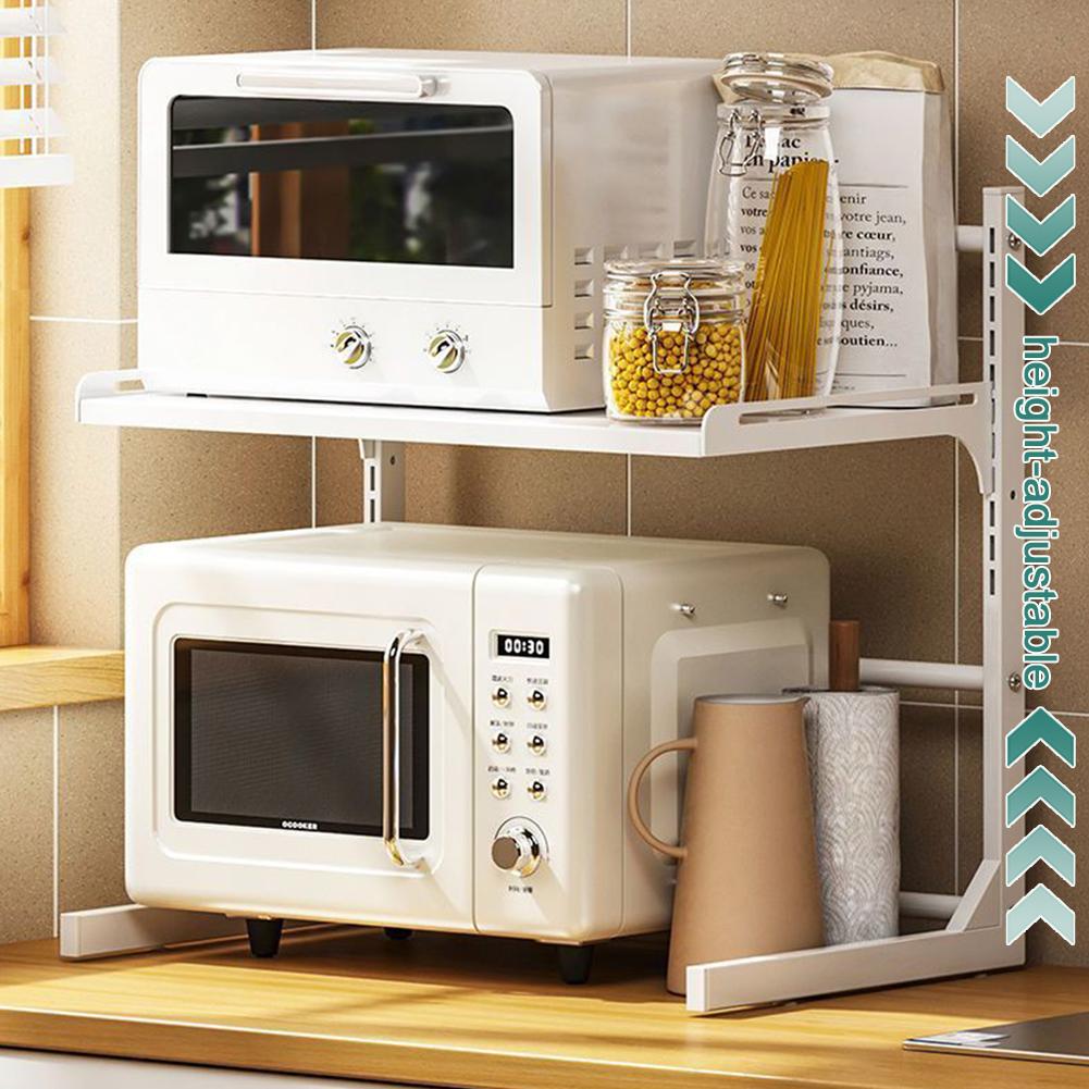 2/3 Tier Expandable Microwave Rack Heavy Duty Extendable Microwave Stand Height Adjustable Microwave Oven Rack for Home Office