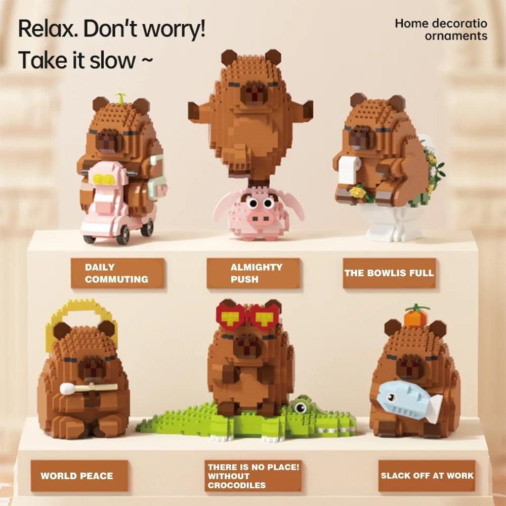 "Set di Blocchi da Costruzione Capibara - Carino Porcellino d'India d'Acqua Modello Fai-da-te | Divertente Giocattolo STEM per Bambini e Adulti"