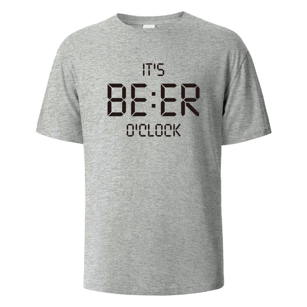 Its Beer Oclock Print TShirt 100 Cotton Summer Tees For Men Women Oversize Casual Tops