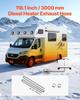 Exhaust Hose, 3000mm Stainless Steel Exhausts Hose, Diesel Heater Flexible Exhaust Pipe with 2 Hose Clamps, Exhausts Hoses Kit Diesel Heater