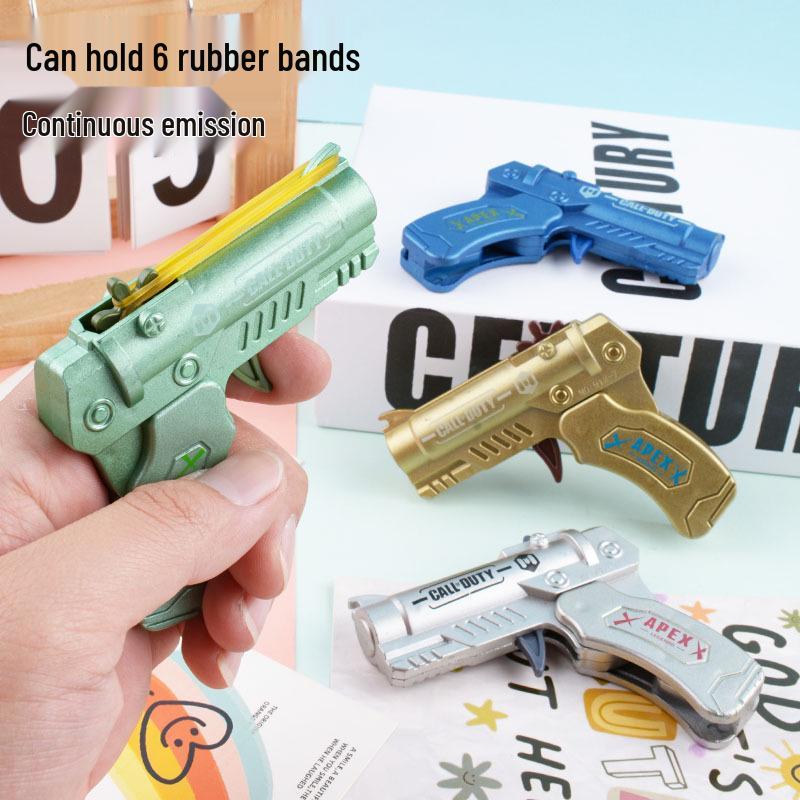 Children's Six-Shot Plastic Toy Gun - Repeating Rubber Band Shooter for Boys