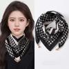 Womens Cotton Square Scarf With Magnetic Clasp Lightweight Winter Wrap Accessory Floral Print