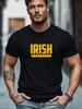 Plus-Size Men'S T-Shirt, Comfortable And Versatile, Easy Yet Stylish, Featuring an IRISH FOOTBALL Design for Summer Casual Wear with a Round Neck And 