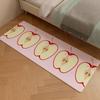 Cartoon Apple Slice Pattern Carpet Mat Striped Rug with Bowknot Decoration for Bedroom Bedside Home Decoration Bedroom Decor