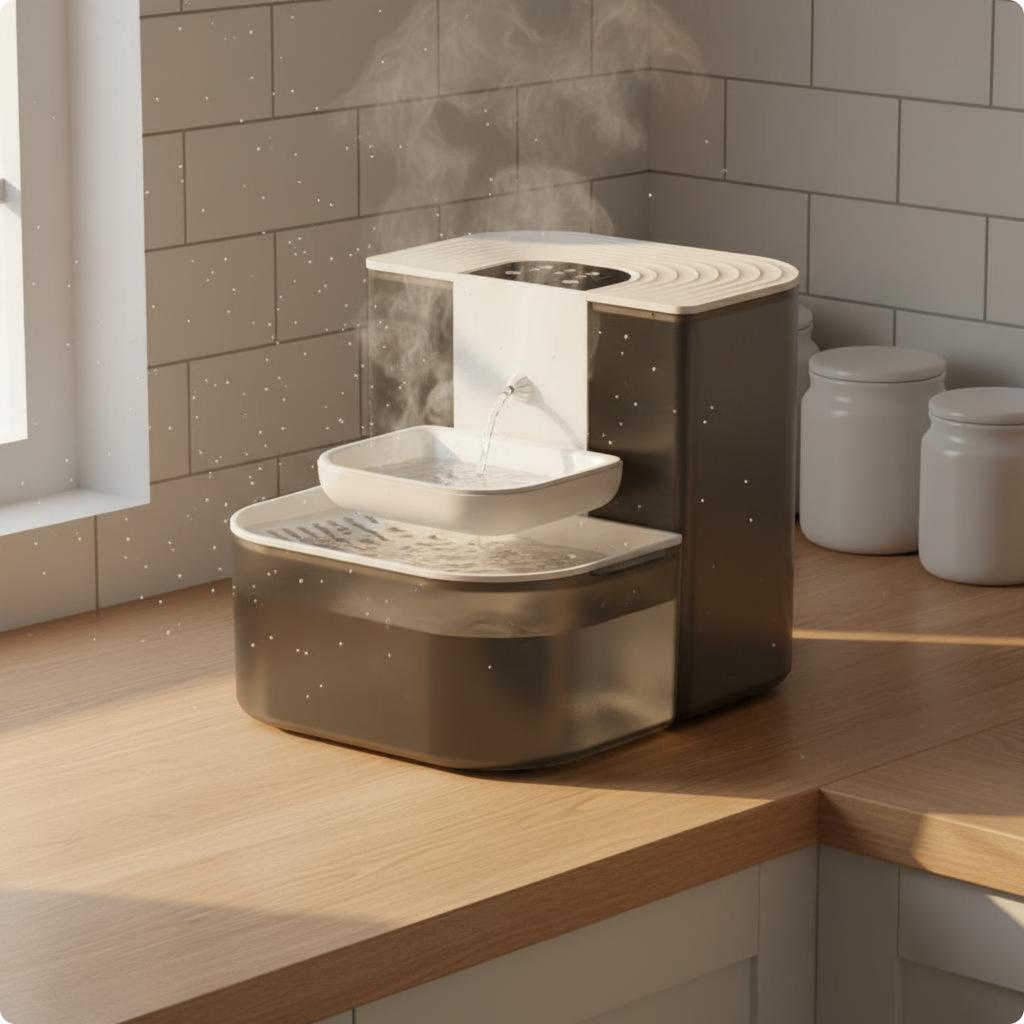 Heated Feline Water Fountain Easy To Clean Tilt Pour Water Fountain Large Capacity No Filters for Pets