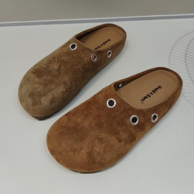 Fashion Flats Women Mules Shoes Casual Designer Slippers Suede Fashion Dress Woman Sandals 2025 New Cozy Slingback Zapatillas De Mujer