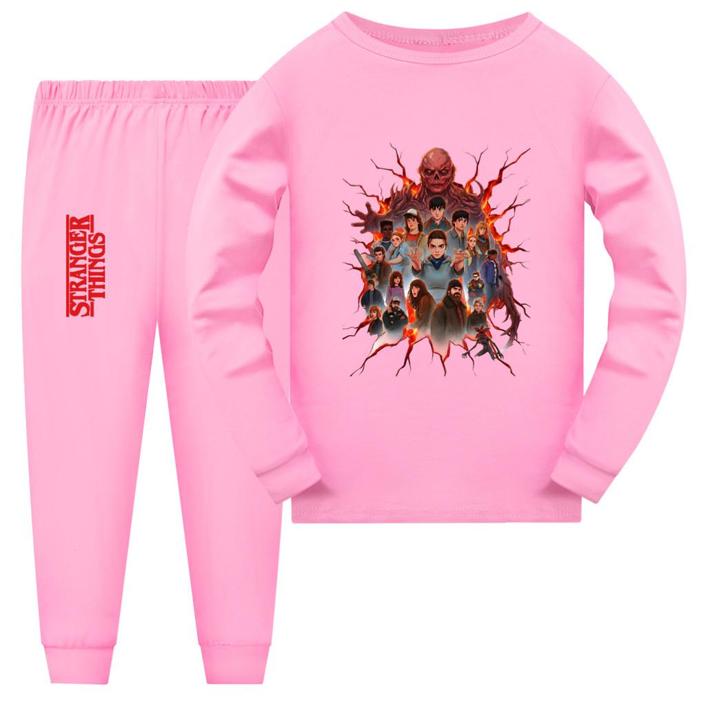 5281 Kinderen Stranger Things Print Pyjama's Lange Mouw Slapen