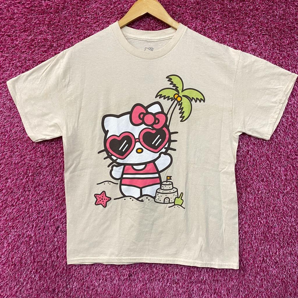 Sanrio Hello Kitty Beach Time Kawaii T-shirt 100% Cotone Magliette Uomo Top