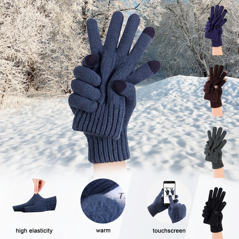

Мужские термостойкие акриловые перчатки, совместимые с сенсорным экраном, вязаные уличные перчатки