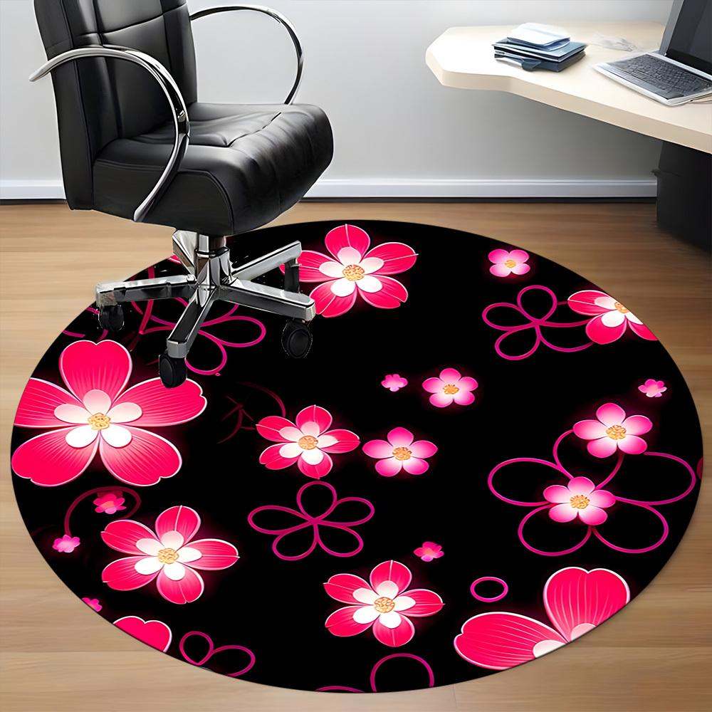 1PC Floral Pattern Chair Carpet for Office, Indoor Non-Slip Washable Carpet, Soft Comfortable Mat For Office Room yy250930137
