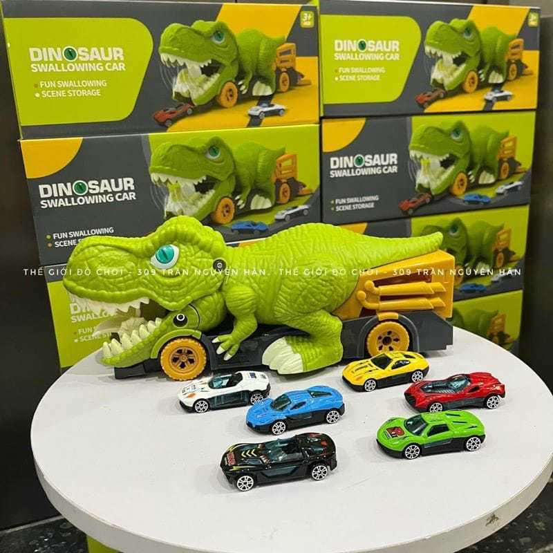 Cross-Border Dinosaur Pull-Back Car: Alloy Toy with Storage Map for Boys