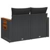2 Seater Garden Sofa with Cushions Black Poly Rattan