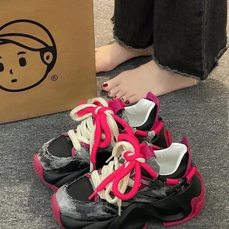 Fashion Original Designer Women's Shoes Fashion Thick Sole Sneakers Cowboy Canvas Casual Shoes for Women Height Increasing Sports Shoes