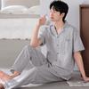 Pajamas Men's Summer Cotton Short Sleeve Trousers Men's Thin Summer Large Size Half Sleeve Men's Summer Loungewear Set