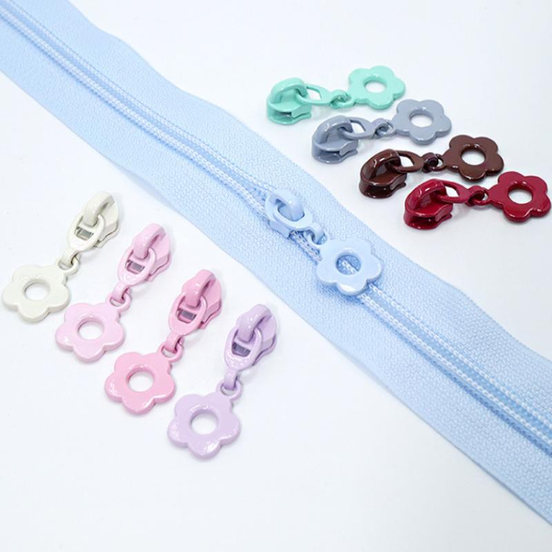 10Pcs Cute Little Flower Zipper Head For #3 Nylon Zippers Suitable For Home Sewing Diy Handmade Zipper Replacement