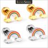 Cute Rainbow Bridge Earrings for Women Girls Anti Allergy Gold Color Stainless Steel Stud Ear Jewelry BFF Gifts