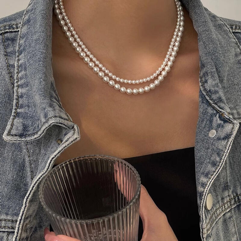 Lucyra Two-Line  Silver 925 Pearl Necklace