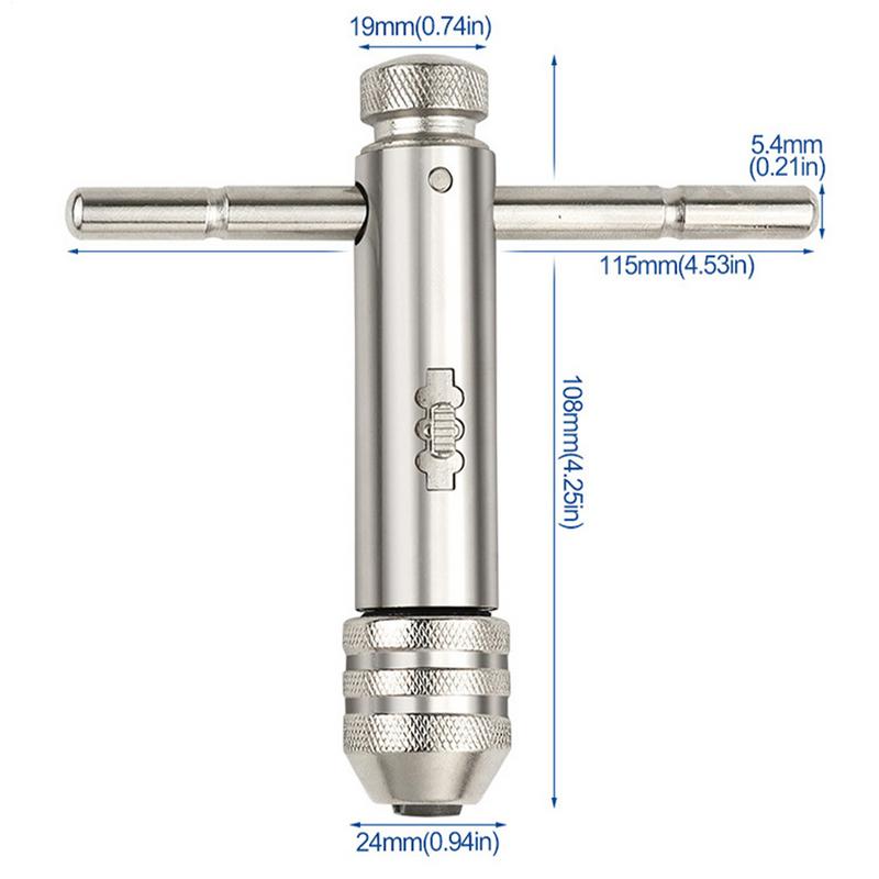 T Handle Ratchet Flexible Ratcheting T Handle Tap Wrench Handle Ratchet Tap Wrench Multipurpose Ratchet Tap Handle for Thread