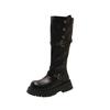 Retro British Style Thick Heel Platform Boots Women's 2025 Autumn and Winter New Long Boots Big Tube Circumference Tall Knight Boots