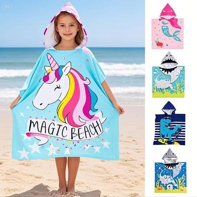 Children's Hooded Bath Towel: Antibacterial, Quick-Drying, Wearable Cloak for Bath or Beach.