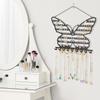 NiHome Butterfly Wall Mounted Jewelry Organizer, Decorative Metal Earring and Necklace Holder for Bedroom, Vanity, or Closet, Stylish Organizer with