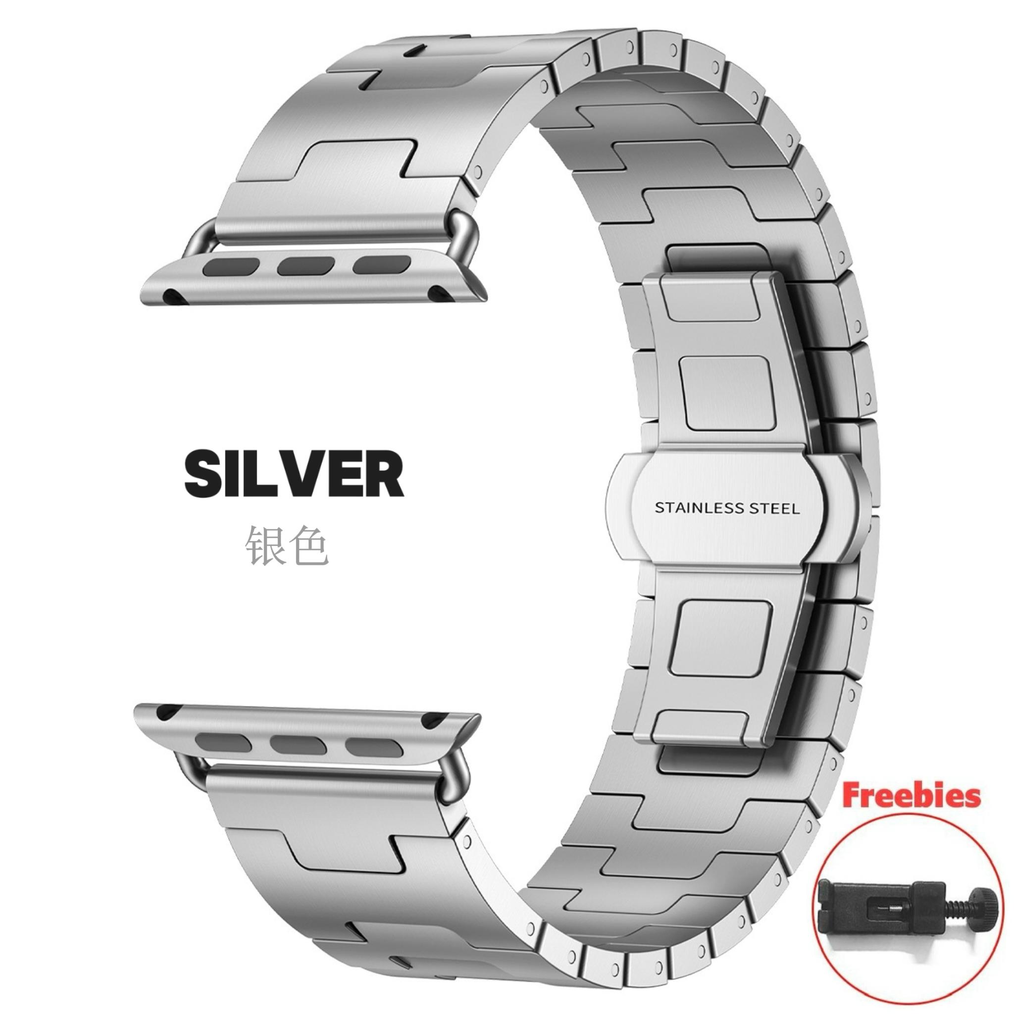 

Роскошный титановый ремешок для Apple Watch Series 10 46 мм 42 мм металлический деловой браслет iWatch Ultra1/2 49 мм 45 мм 44 мм 38 мм 40 мм 41 мм ремешок для часов SE Series10 46mm серебряный