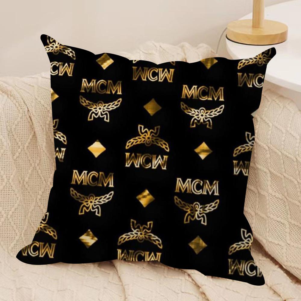 Texture M-C-M Fashion Cushion Cover Soft Plush Fabric Double-Sided Printed Sofa Cushion Cover for All Seasons Home Decor Gift
