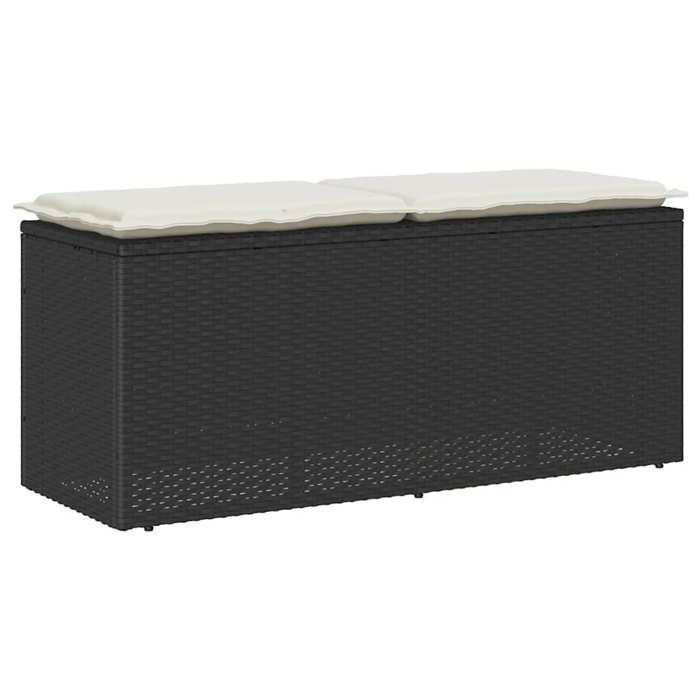 VidaXL Banc de jardin avec coussin noir 110x40x44 cm résine tressée, banc d'extérieur, banc de patio, siège de jardin, banc 4104145