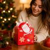Christmas Gift Box with Handle for Candy, Christmas Eve Treats and Holiday Party Favors