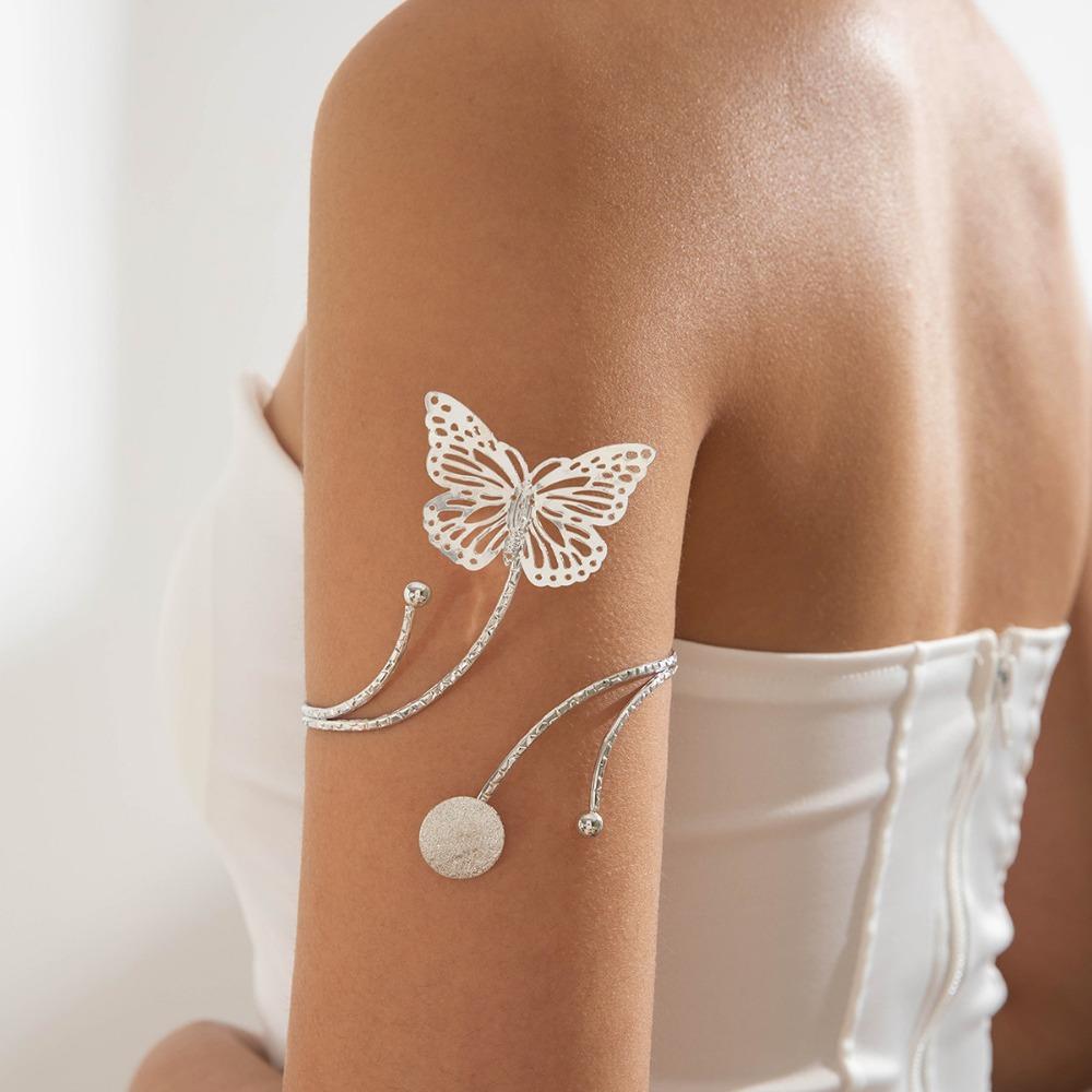 

Металлические браслеты-манжеты в форме капли воды и морской звезды, спиральные, модные, с бабочкой, цепочка на руку, для путешествий Style 8