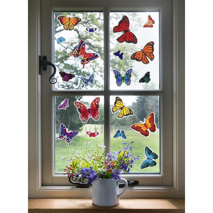 Iconikal 100-Count Static Cling Vinyl Window Decorations, Butterflies (5 Sheets of 20)
