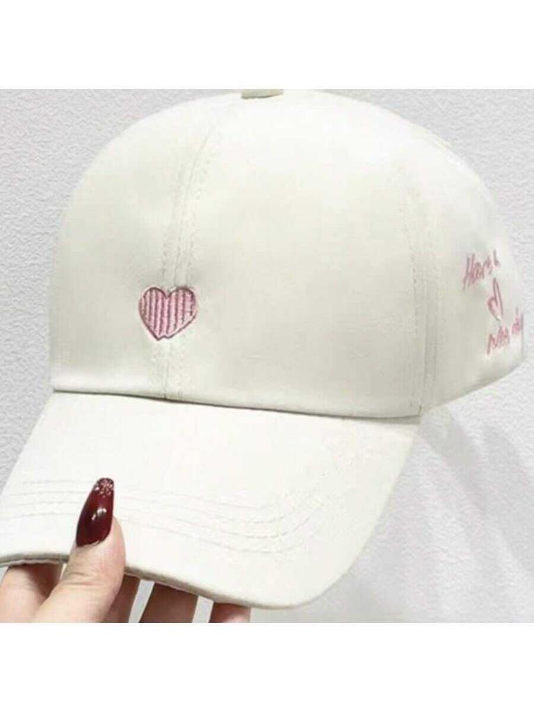 Heart Embroidery High Ponytail Half Brim Baseball Cap For Women Summer Sun Visor Hat
